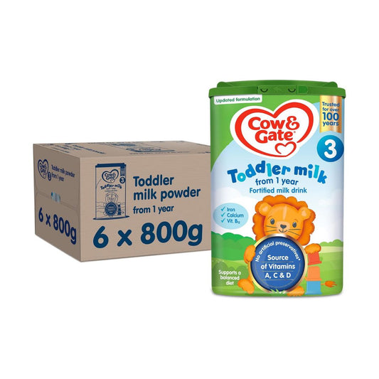 Cow & Gate 3 Toddler Baby Milk Powder Formula, 1-2 Years, 800 g (Pack of 6)