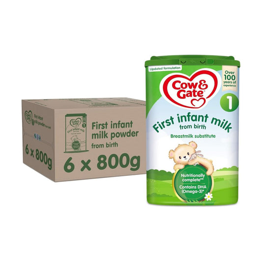 Cow & Gate 1 First Infant Baby Milk Powder Formula, from Birth, 800g (Pack of 6)
