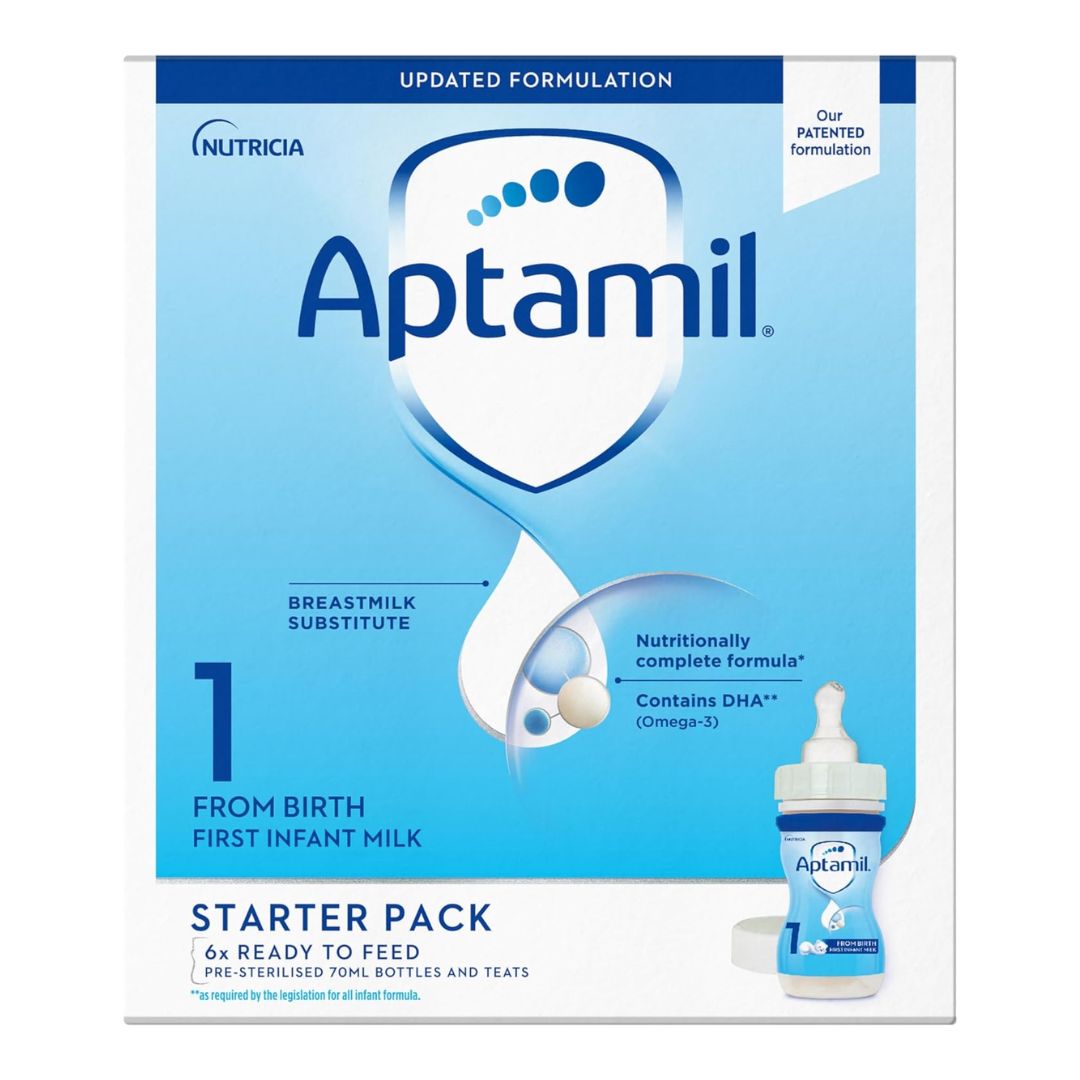 Aptamil 1 First Baby Milk Formula Liquid Starter Pack from Birth 6x70ml (420ml)