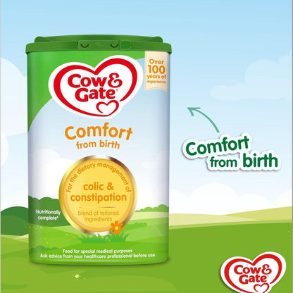 Cow & Gate Comfort Baby Milk Powder Formula, from Birth, 800 g (Pack of 4)